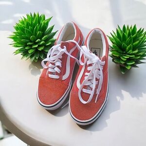 Vans Orange and White Sneakers Mens 3.5 And Womans 5.0